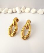 Argollas Doble Óvalo Brillante Enchapado en Oro 18K