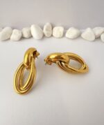 Argollas Doble Óvalo Brillante Enchapado en Oro 18K - Imagen 3