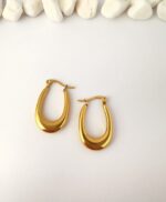 Argollas doradas Drop Curve Enchapado en Oro 18K - Imagen 3