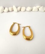 Argollas doradas Drop Curve Enchapado en Oro 18K - Imagen 2
