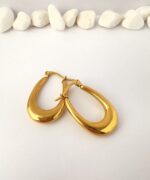 Argollas doradas Drop Curve Enchapado en Oro 18K - Imagen 4