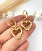 Pendientes Corazón Bañados en Oro 18K - Imagen 2