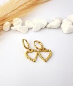 Pendientes Corazón Bañados en Oro 18K - Imagen 3