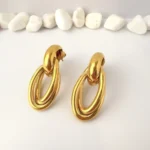 Argollas Doble Óvalo Brillante Enchapado en Oro 18K