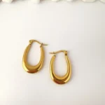 Argollas doradas Drop Curve Enchapado en Oro 18K - Imagen 3