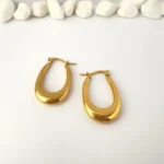 Argollas doradas Drop Curve Enchapado en Oro 18K - Imagen 2