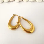 Argollas doradas Drop Curve Enchapado en Oro 18K - Imagen 4