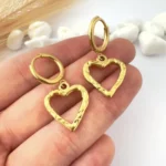 Pendientes Corazón Bañados en Oro 18K - Imagen 2